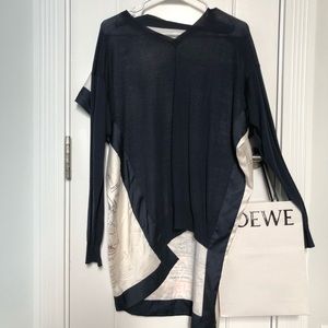 map print scarf knit top